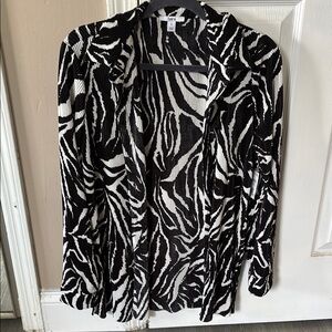 Bar III Pleated Zebra Print Button Down